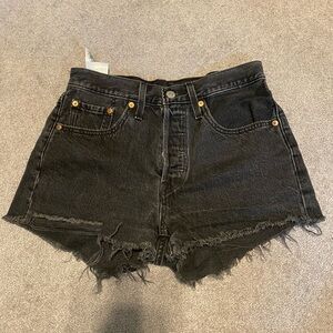 Levi's Black Jean Shorts Distressed High-Waisted